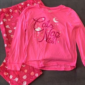 Girls Pink Cat Pajamas